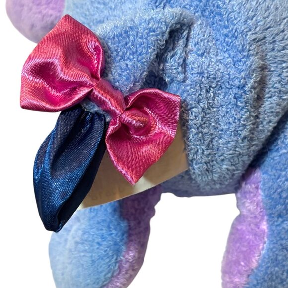 Disney Eeyore Plush Rattle Toy With Pink & Blue Satin Bows 10" Soft Baby Toy - Picture 4 of 10